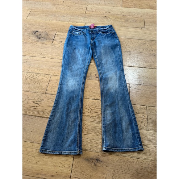 Red Rivet Denim - RED‎ RIVET Women's Blue Denim Flare Jeans Stud Embellished Pockets Size 9